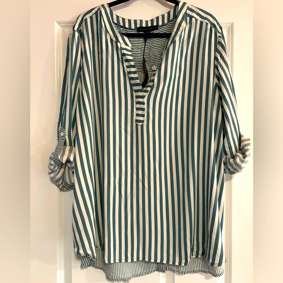 Tops - NWT Jane & Delaney Striped Green and White Women's Top, size 2X